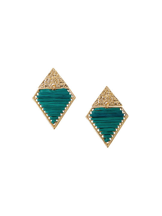 Green Geometric Studs – Fashion Earring – Secure Post-Back