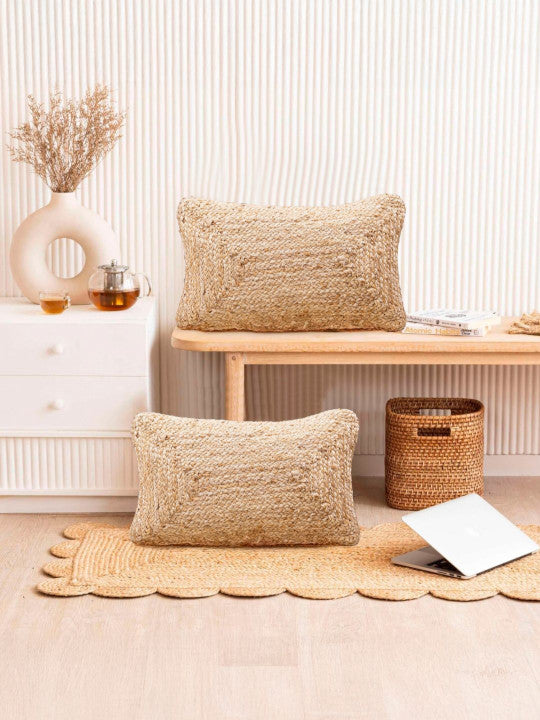 Textured Pattern Pillow Cover – Jute Cotton Blend