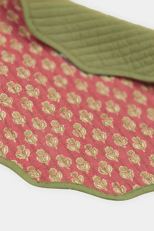 Table Mat | Viola Scallop Carmine Quilted Round Table Mats-Set of 2 by Sanctuary Living