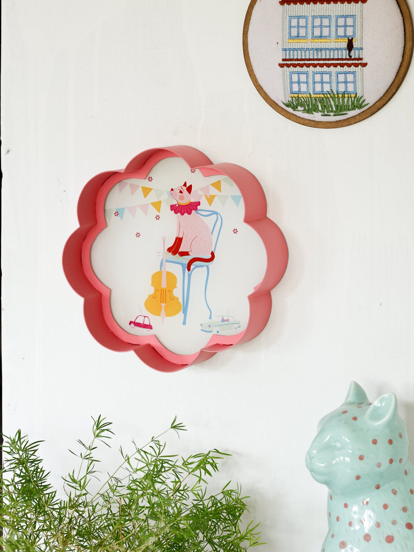 Wall Plate | Metal Acrylic Floral Bear | Dia-20.5 x H-5cm