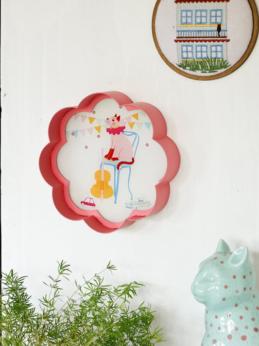 Wall Plate | Metal Acrylic Floral Bear | Dia-20.5 x H-5cm
