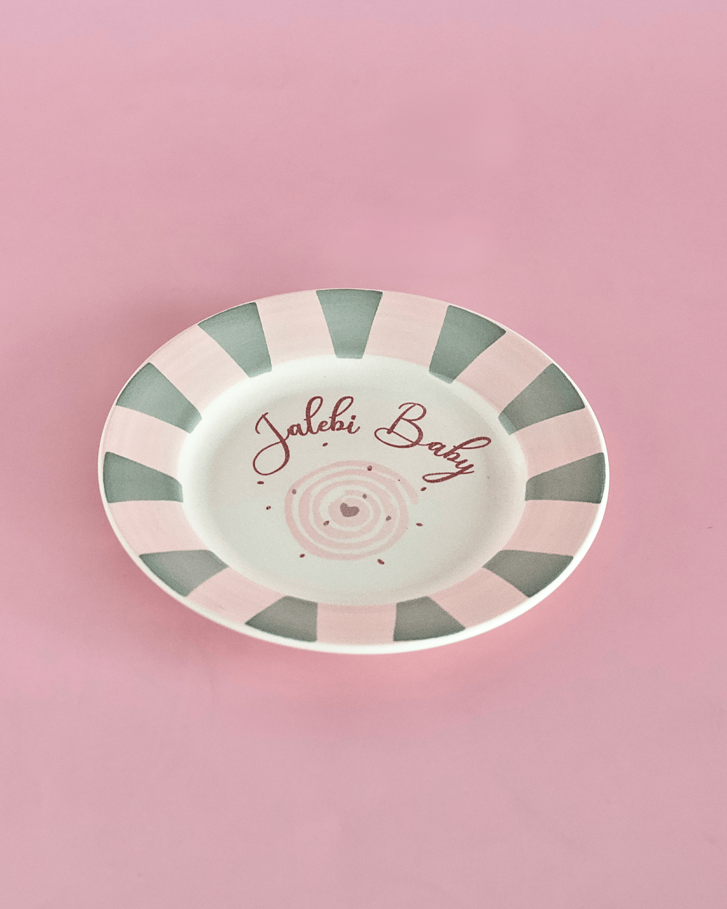 Serving Plate | Ceramic Hand-painted Jalebi Baby | Set of 4, Dia 16.5cm