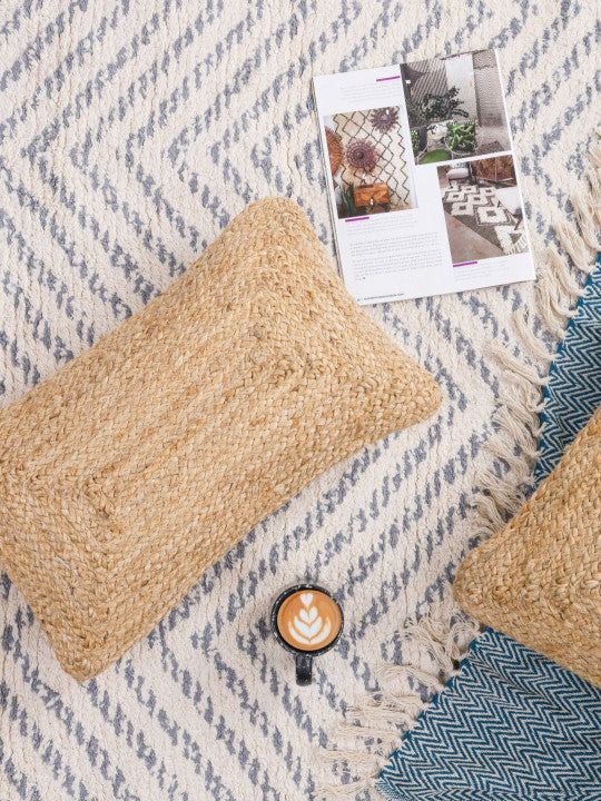 Textured Pattern Pillow Cover – Jute Cotton Blend