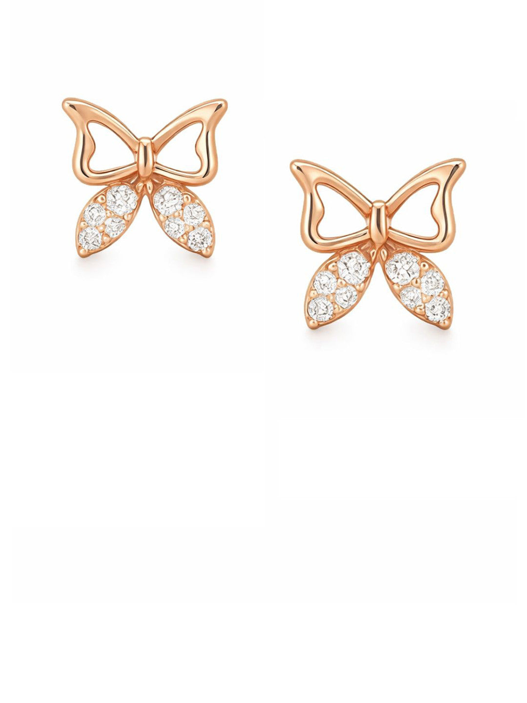 Contemporary Studs – Stud Earrings – Rose Gold-Plated – Cubic Zirconia Accent