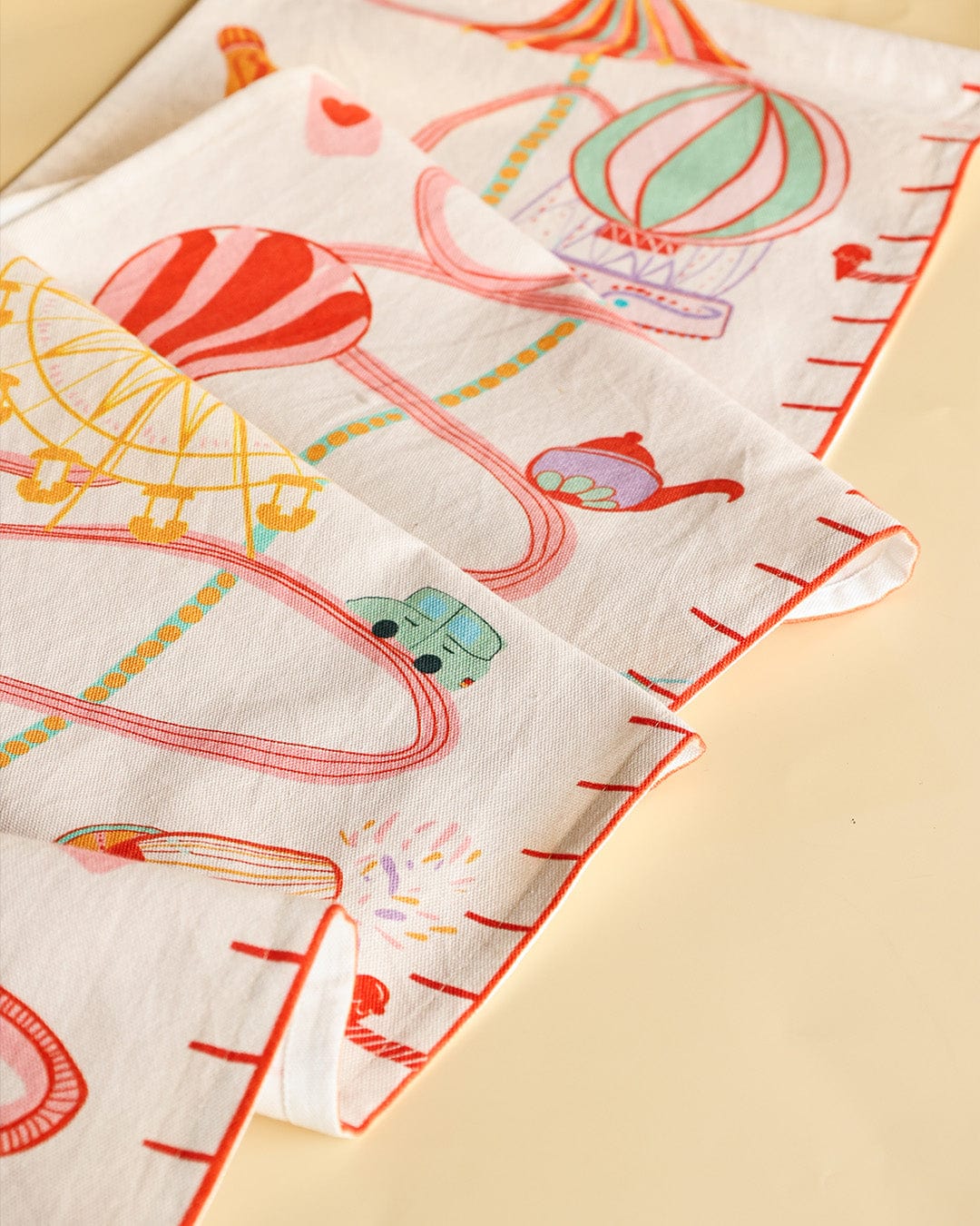 Wall Hanging | Embroidered Cotton Carnival Rides Height Chart | 138x31cm