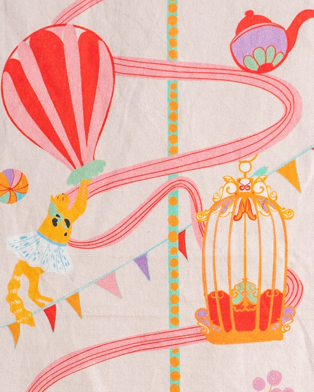 Wall Hanging | Embroidered Cotton Carnival Rides Height Chart | 138x31cm