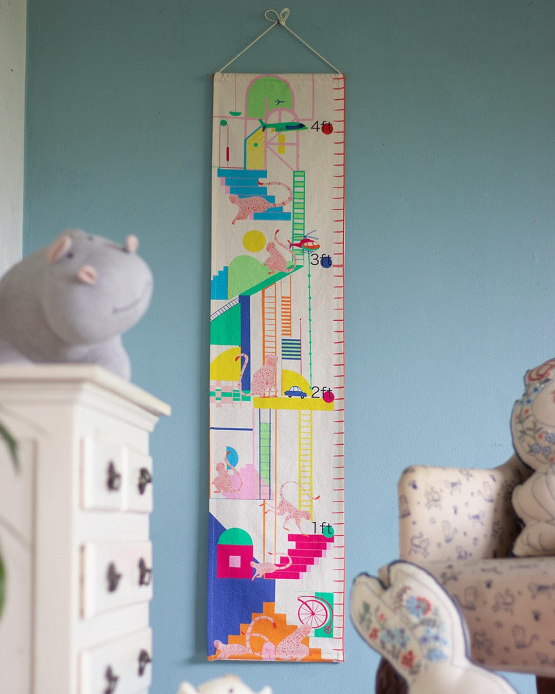 Wall Hanging | Cotton Embroidered Monkey Mayhem | Digital Print