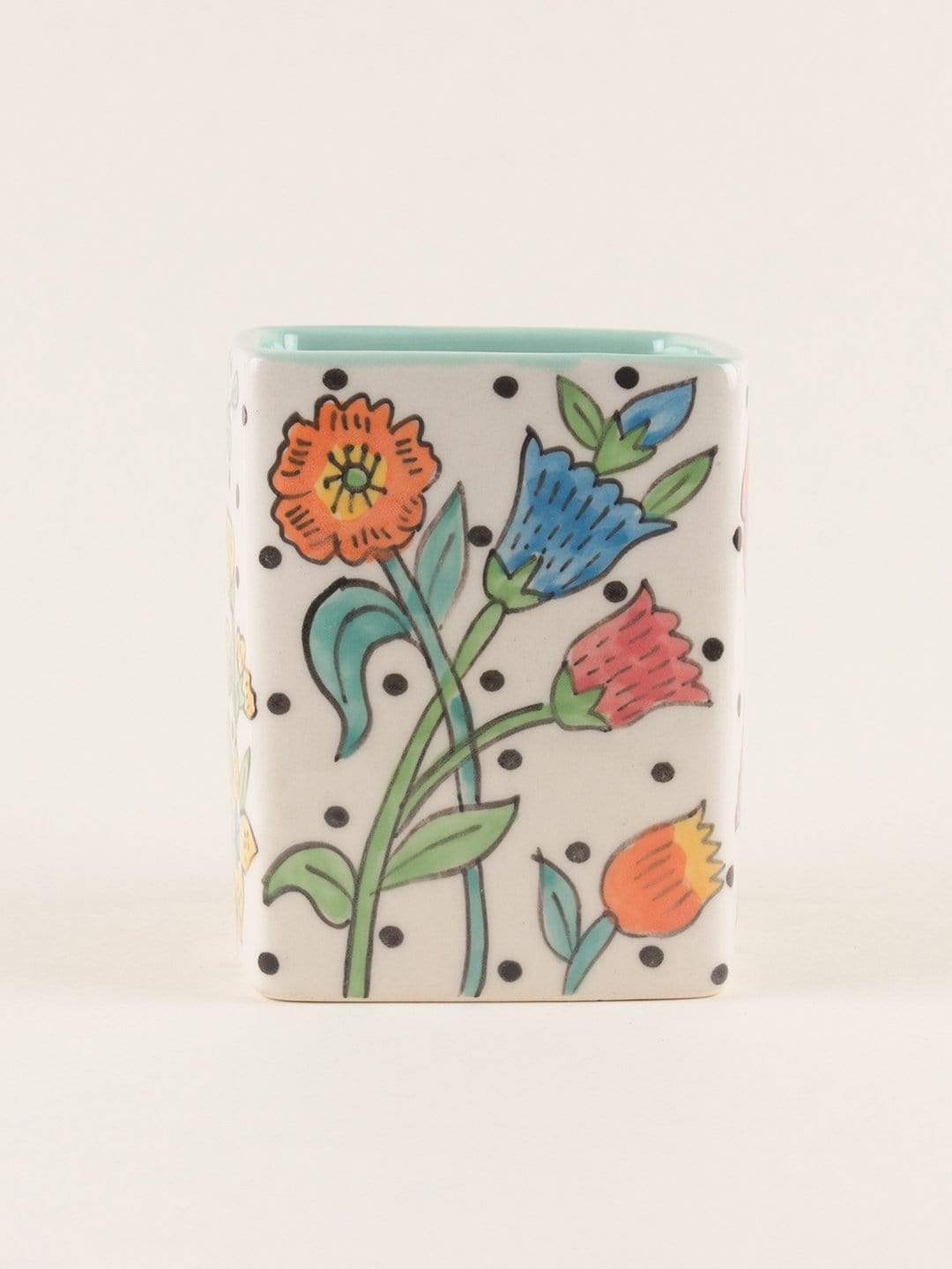 Serving Tray | Handpainted Ceramic Cutlery Holder | Kelly Green