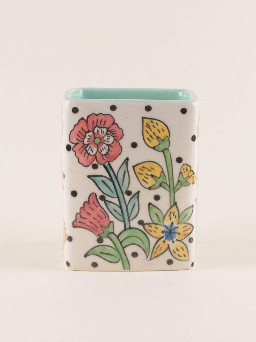 Serving Tray | Handpainted Ceramic Cutlery Holder | Kelly Green