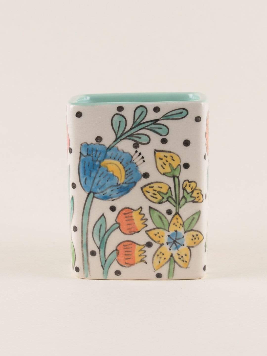 Serving Tray | Handpainted Ceramic Cutlery Holder | Kelly Green
