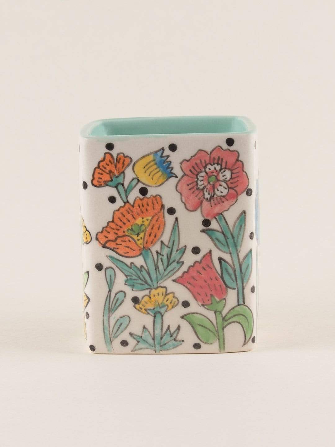 Serving Tray | Handpainted Ceramic Cutlery Holder | Kelly Green