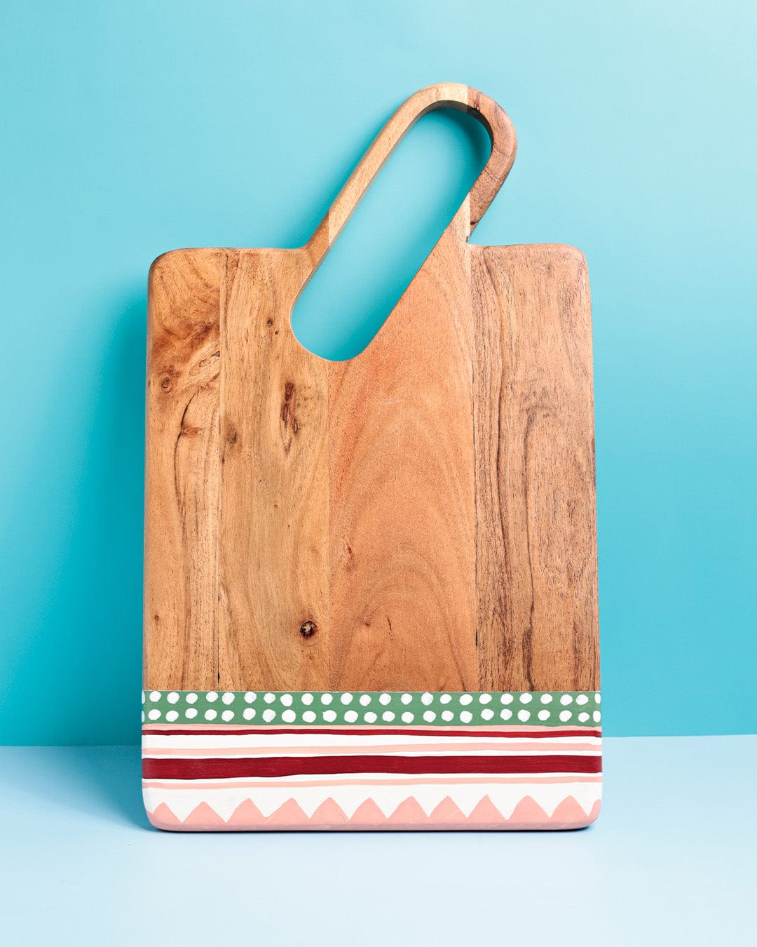 Serving Tray | Handpainted Wood Grooves & Handles | 17 L x 10 W inches