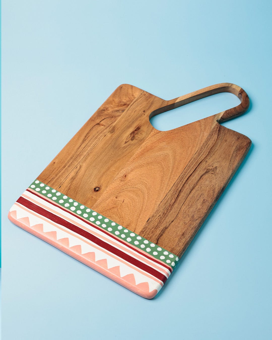 Serving Tray | Handpainted Wood Grooves & Handles | 17 L x 10 W inches