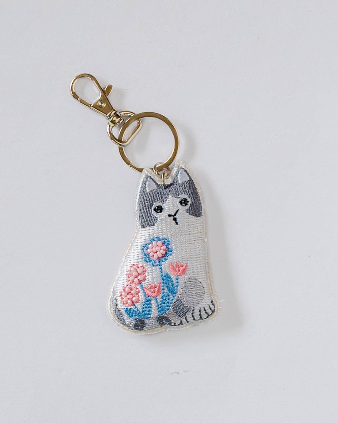Keychain | Hand Embroidered Quilted Beaded Detail | 3.2L x 3.1W In