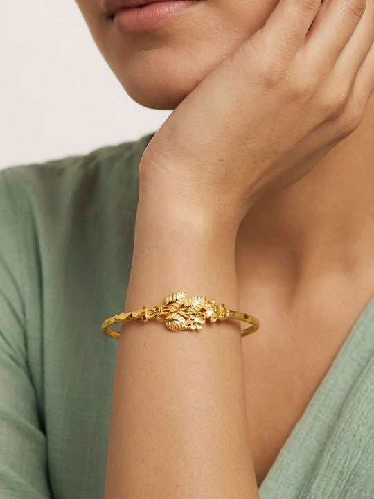 Brass Bangle Bracelet – Gold-Tone Plating – Slip-On