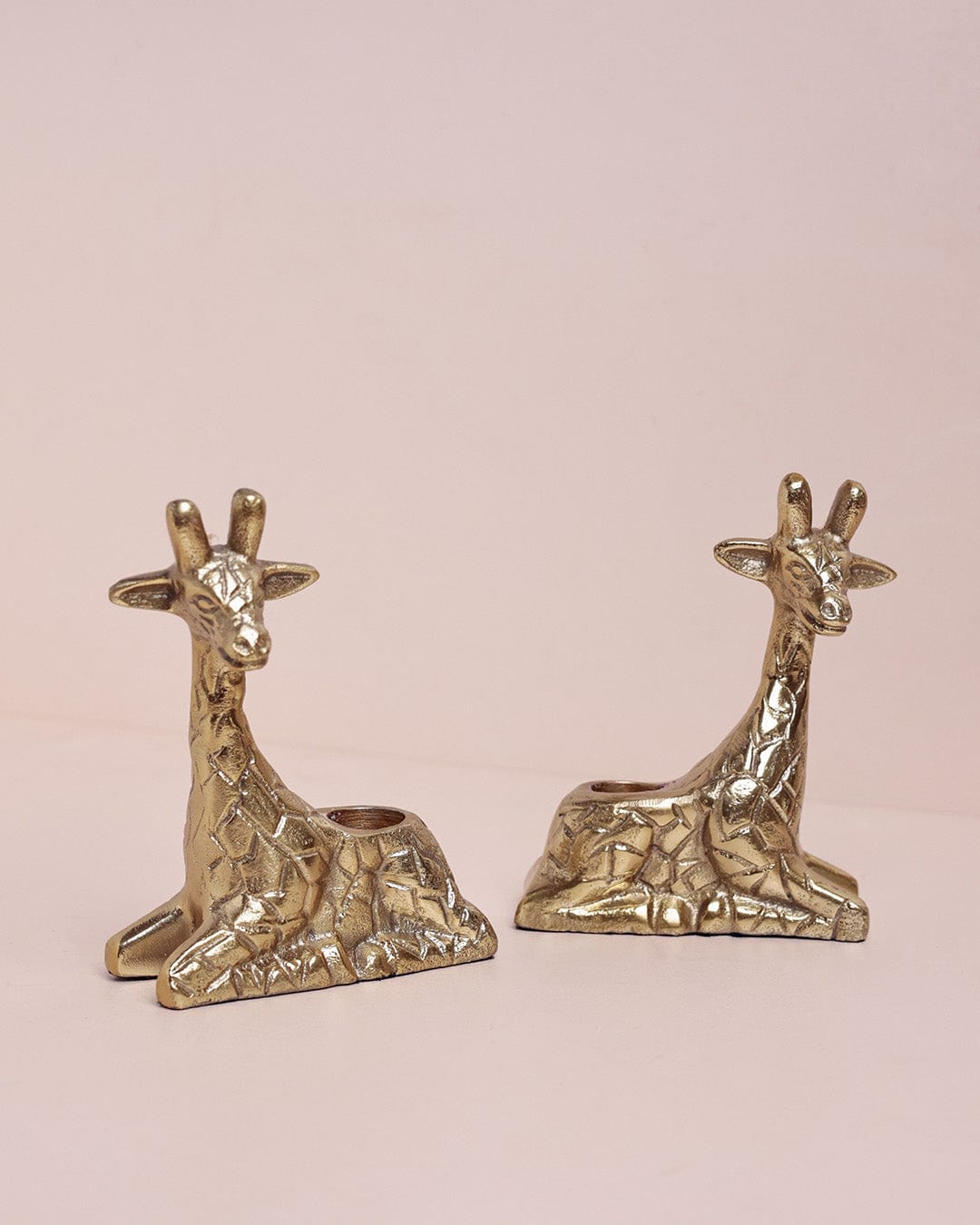 Candle Holder | Brass Giraffe | H 5.5 x D 3 Inches, Set of 2