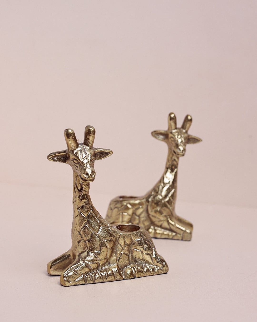 Candle Holder | Brass Giraffe | H 5.5 x D 3 Inches, Set of 2