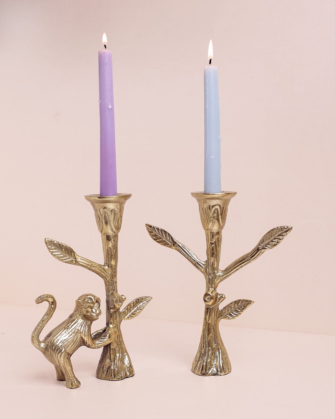 Candle Holder | Brass Monkey | Set of 2, H 7.5 x D 2.6 in