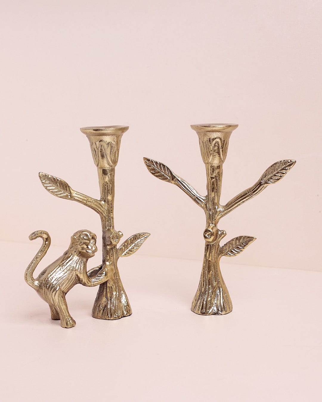 Candle Holder | Brass Monkey | Set of 2, H 7.5 x D 2.6 in