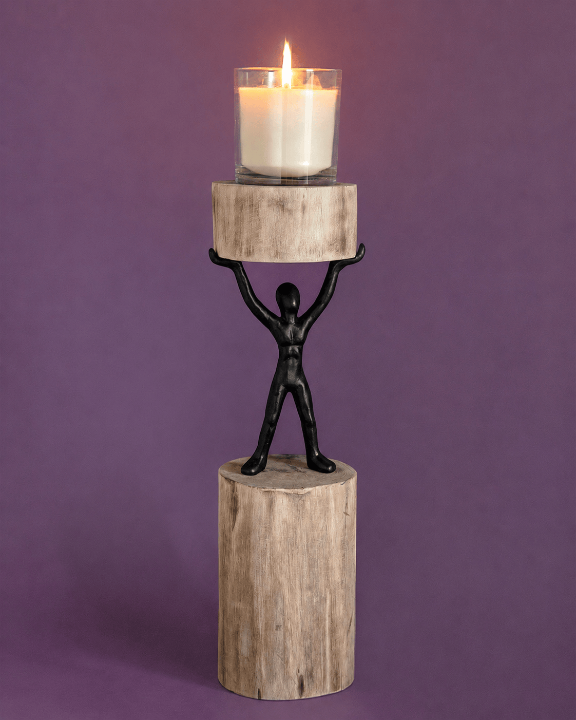 Candle Holder | Mango Wood Pillar | Large, 12x10x5cm