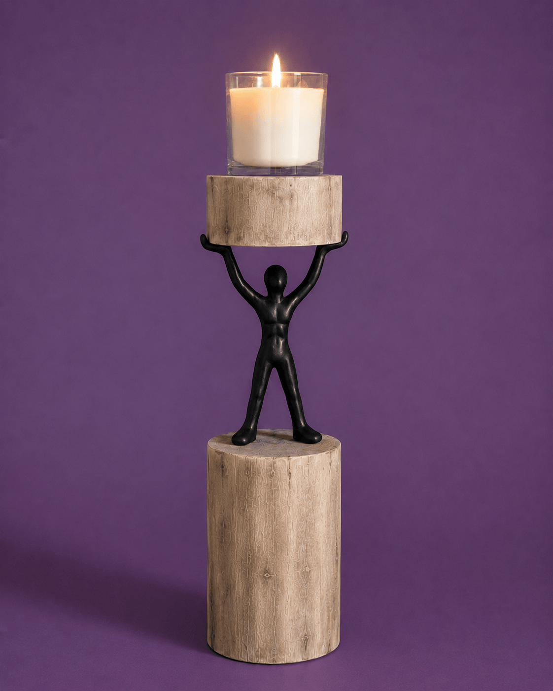 Candle Holder | Mango Wood Pillar | Large, 12x10x5cm
