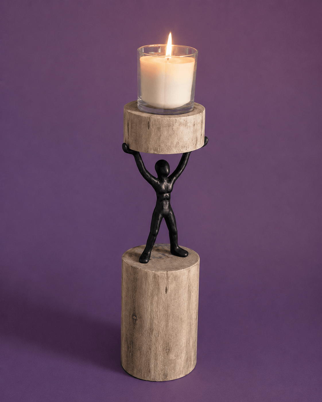 Candle Holder | Mango Wood Pillar | Large, 12x10x5cm