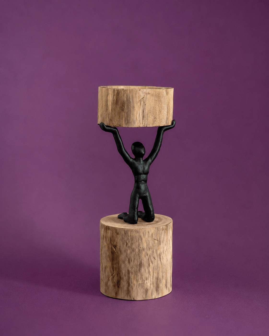 Candle Holder | Reclaimed Mango Wood Rustic Stand | 10x11x27.5cm