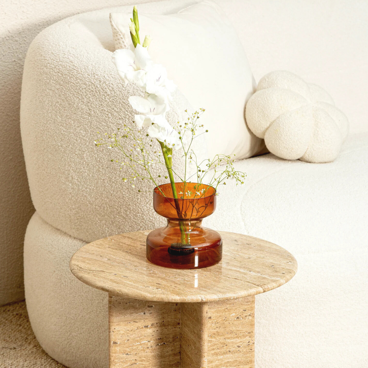 Handblown Tinted Glass Vase - Haze Brown, Largemouth, Two Sizes