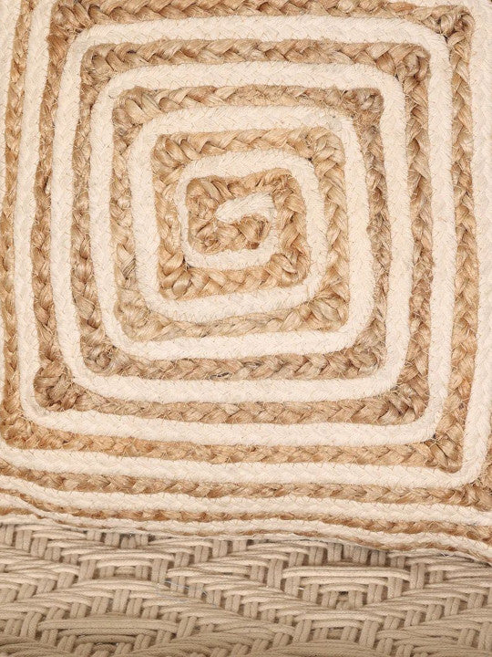 Abstract Patterned Throw Pillow Cover – Jute Cotton Blend – 18x18 In
