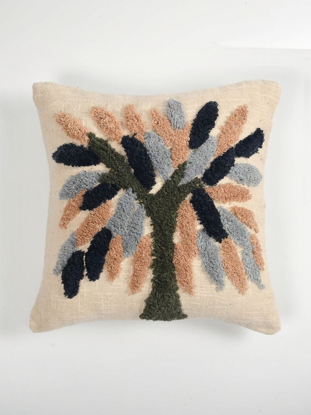 Set of 2 - White & Green Floral Square Cushion Covers – Decorative Pillow Covers – Breathable Cotton