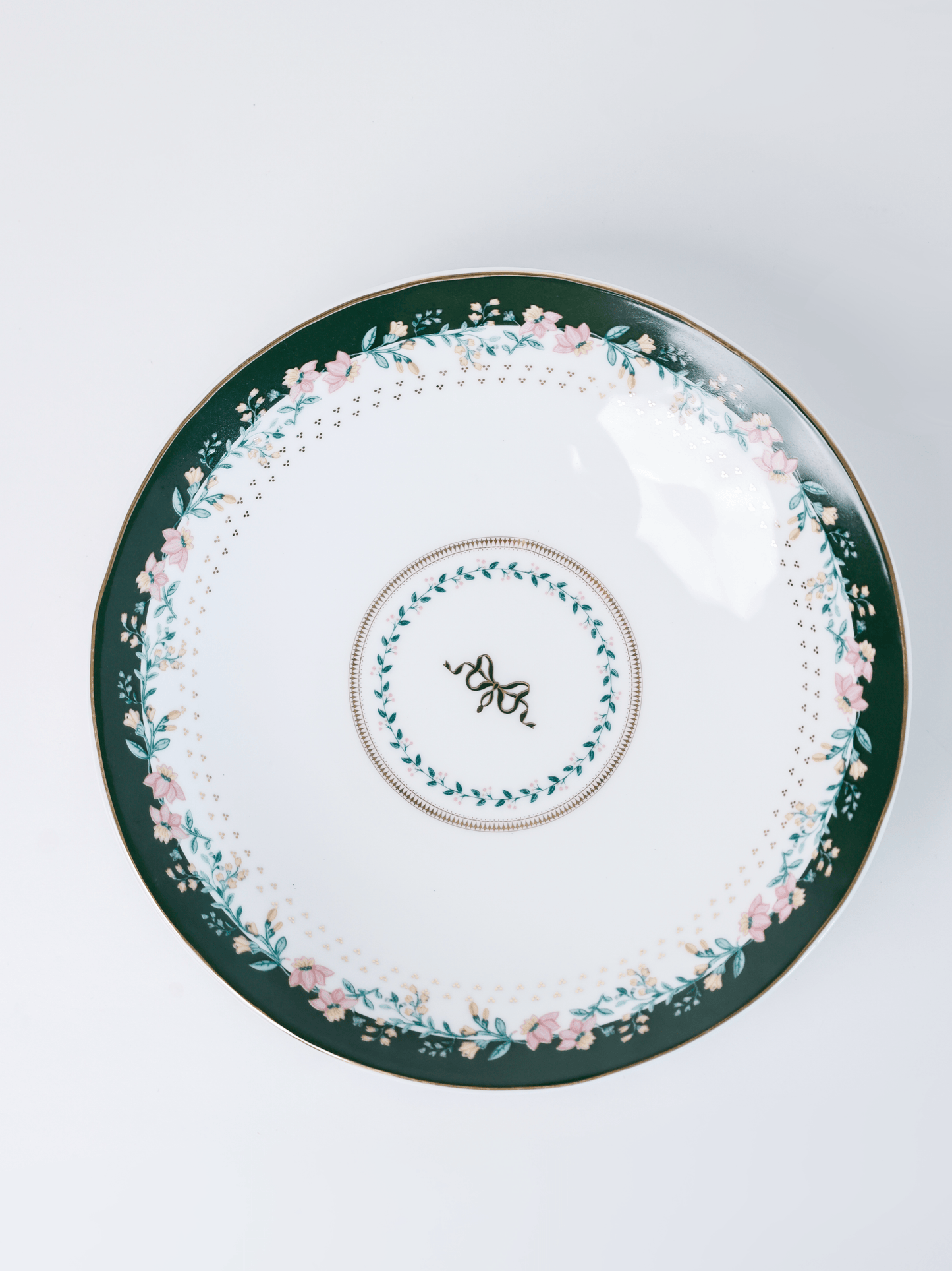Serving Plate | Fine China Emerald Ribbon | 8.5"D x 2"H, Set of 2