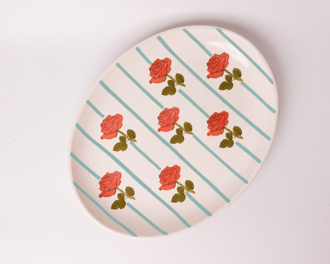 Serving Plate | Ceramic Hand-painted Rose Motifs | Set of 3