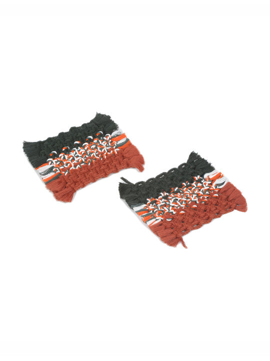 Black and Rust Braided Coasters – Textured Cotton – 2-Piece Set