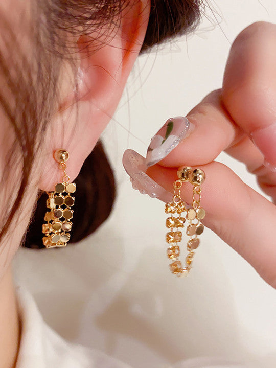 Abstract Form Fashion Earrings – Gold-Tone Finish – Post Back Closure