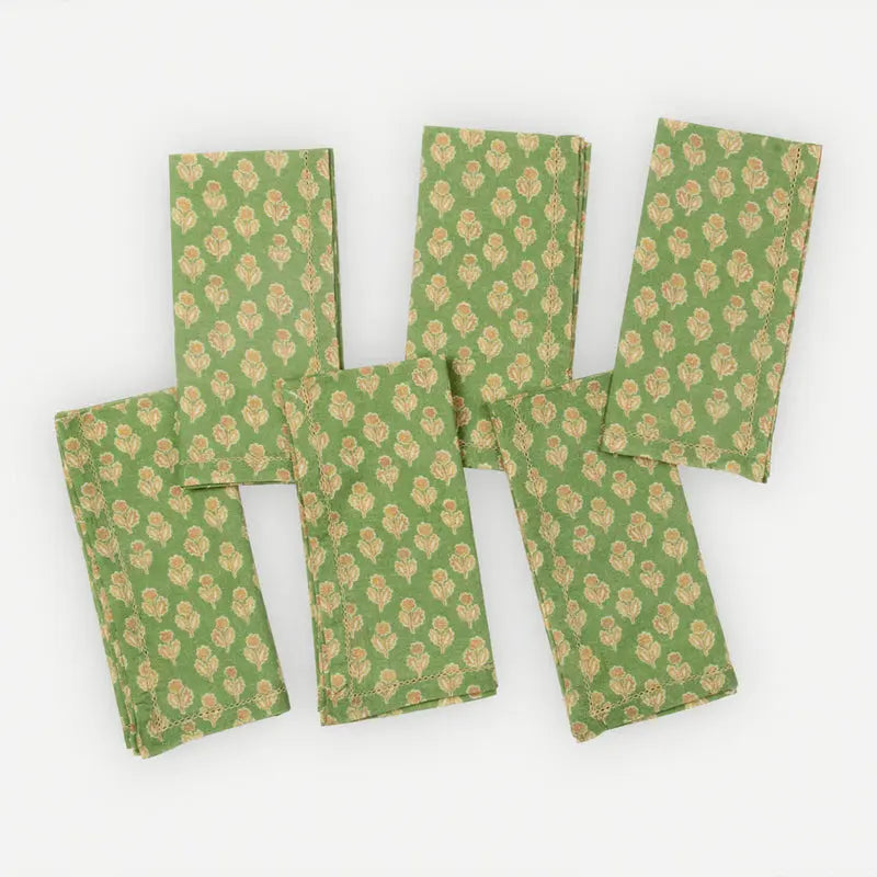 Table Napkin | Viola Forest Green Cotton Table Napkins-Set of 6 by Sanctuary Living