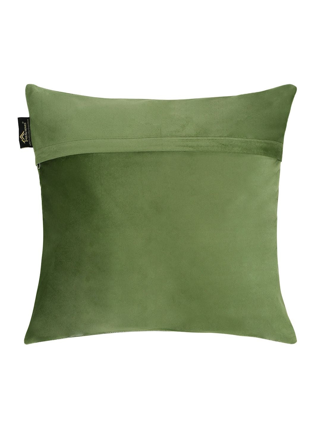 Lot de 3 housses de coussin carrées en velours brodé vert olive – Revêtement d'ameublement résistant
