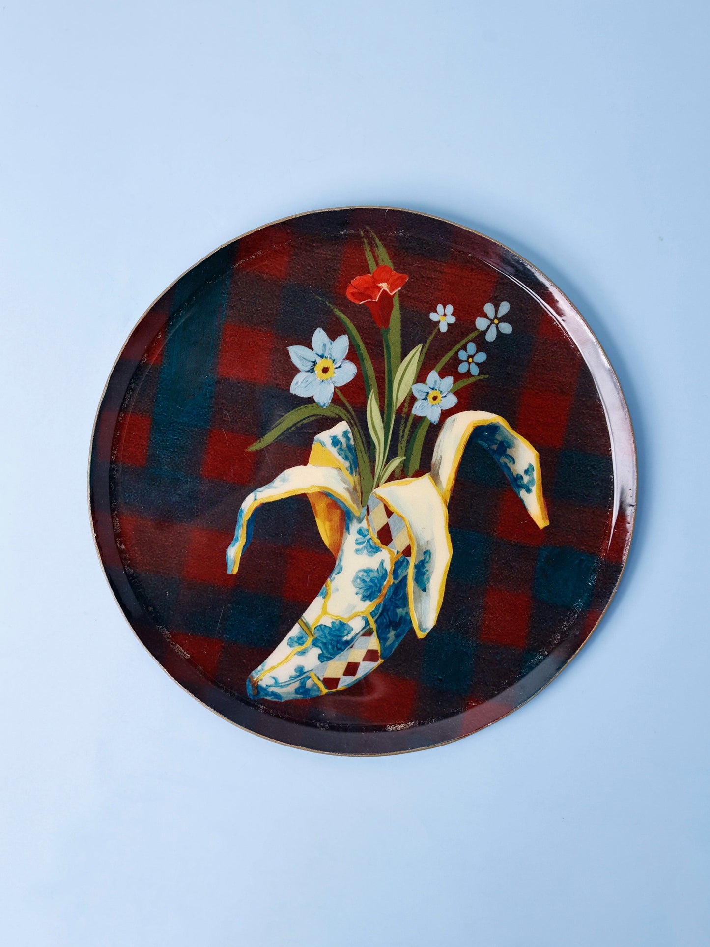Wall Plate | Metal Banana Floral | Dia-19cm
