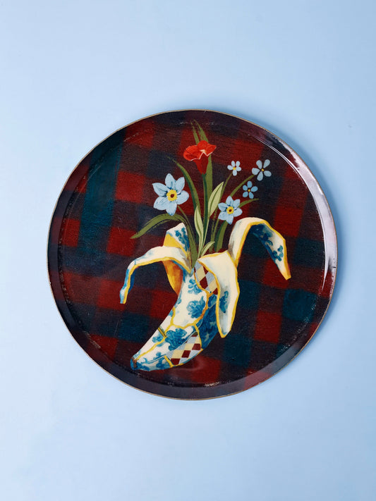 Wall Plate | Metal Banana Floral | Dia-19cm
