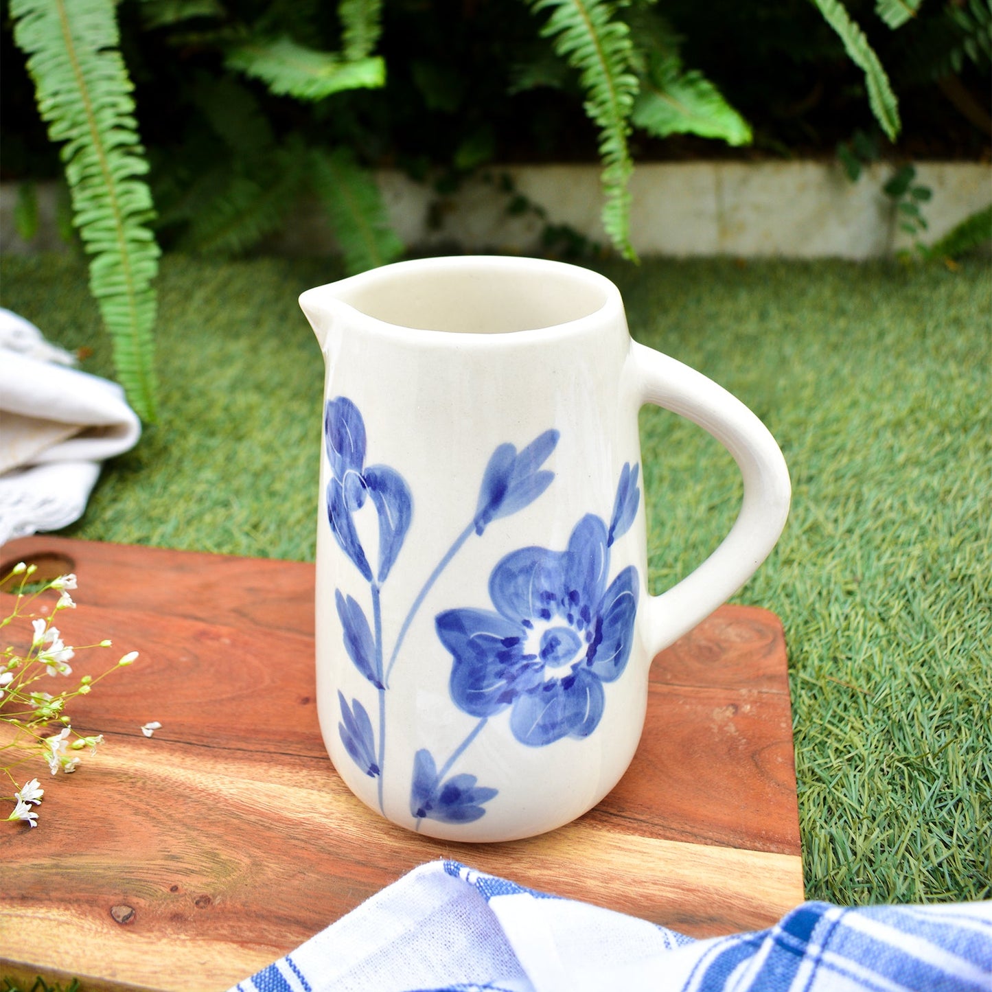 Jug | Ceramic Hand-painted Blue Flower | 800 ml