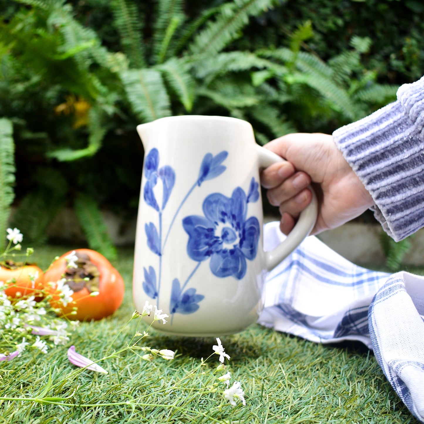 Jug | Ceramic Hand-painted Blue Flower | 800 ml