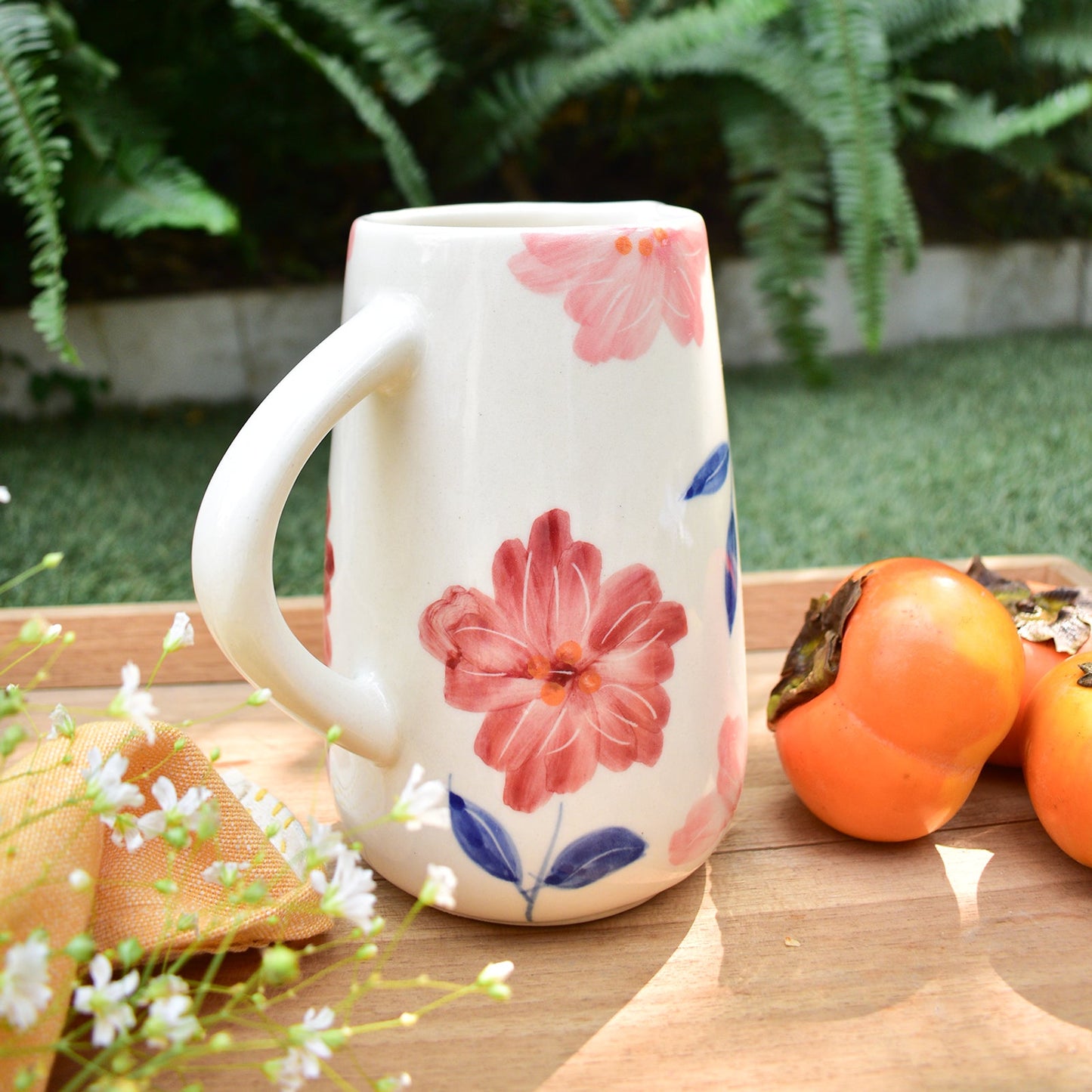 Jug | Ceramic Hand-painted Flower Bunch | 800ml