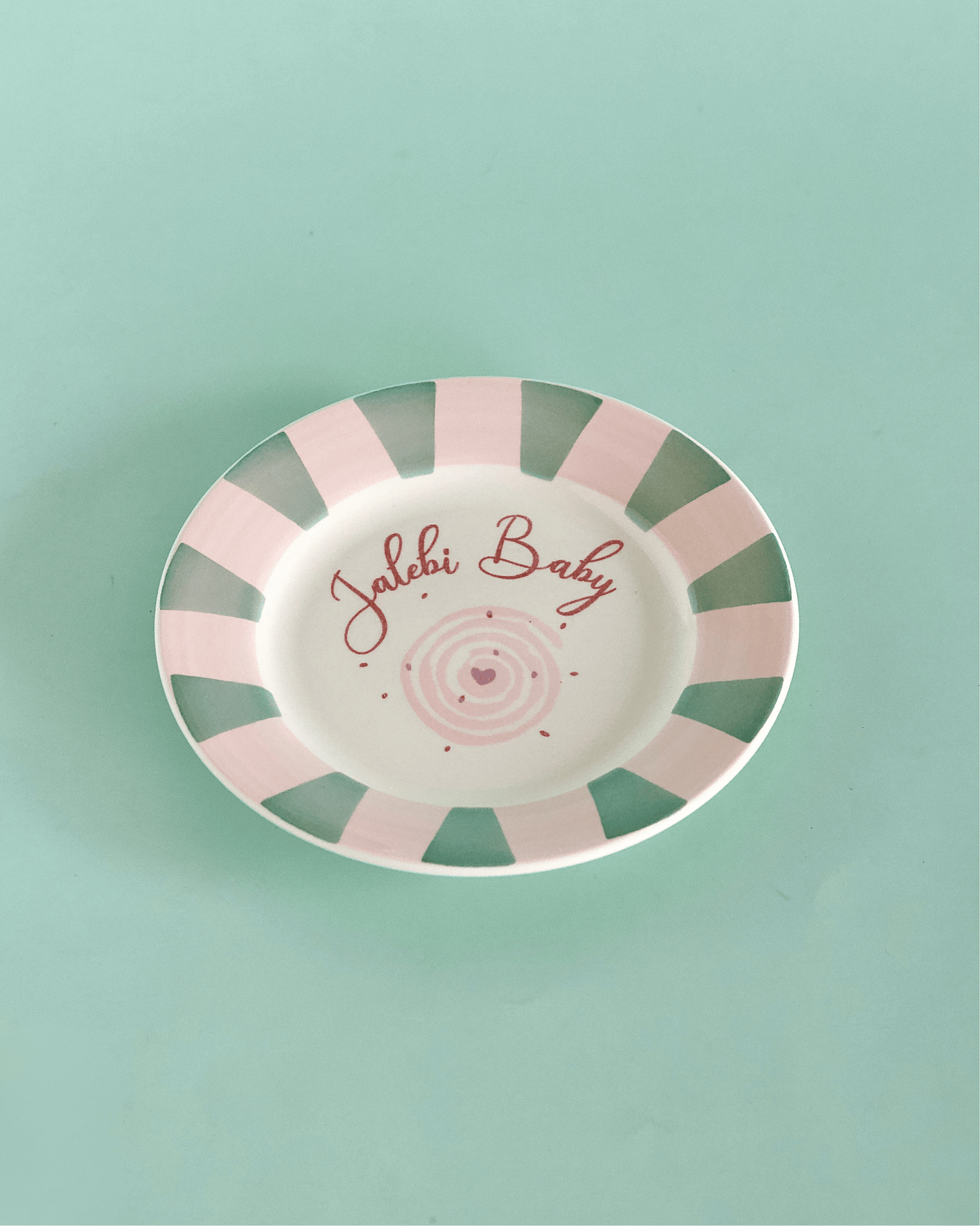 Serving Plate | Ceramic Hand-painted Jalebi Baby | Set of 4, Dia 16.5cm