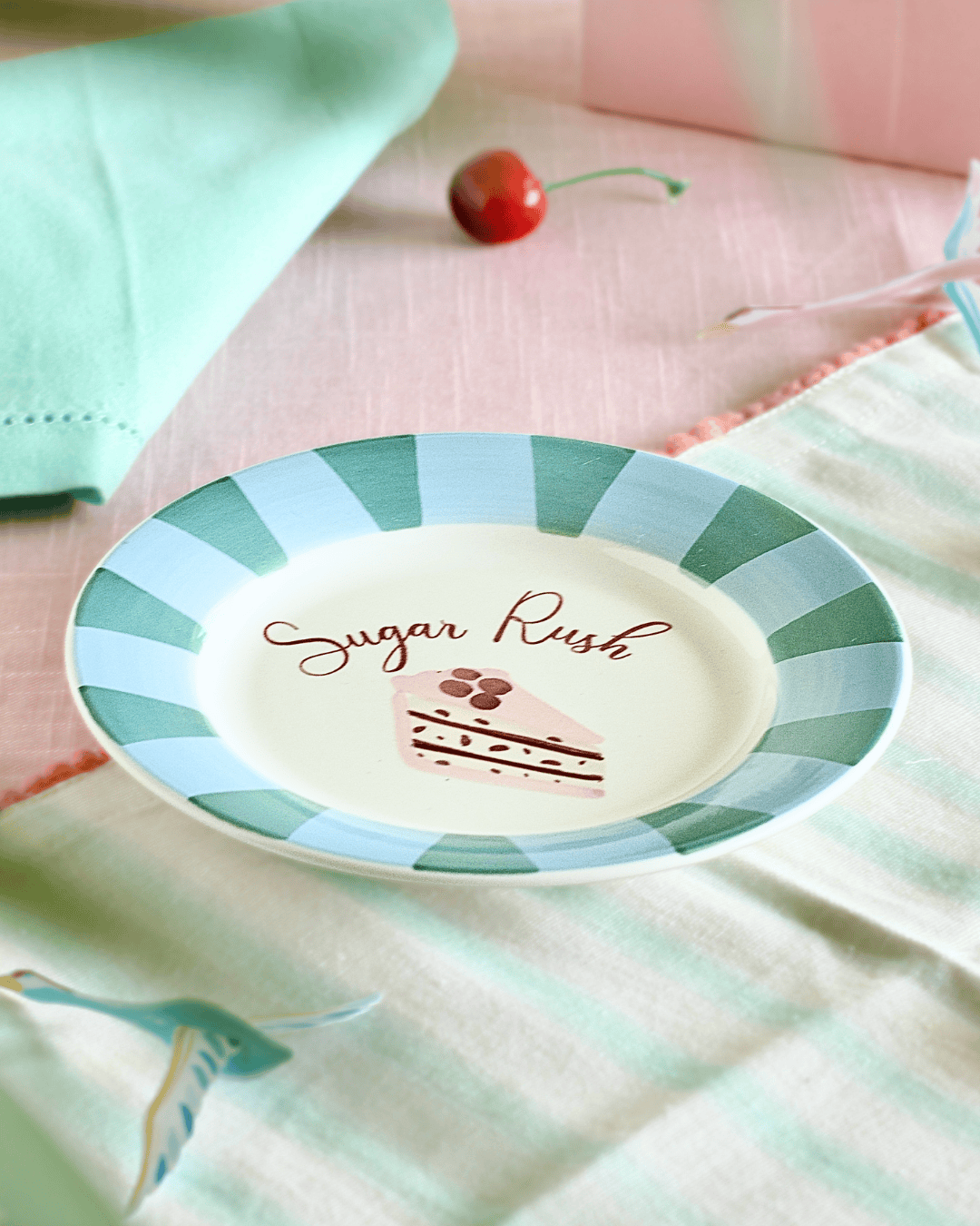 Serving Plate | Ceramic Hand-painted Whimsical Cake | 16.5 cm