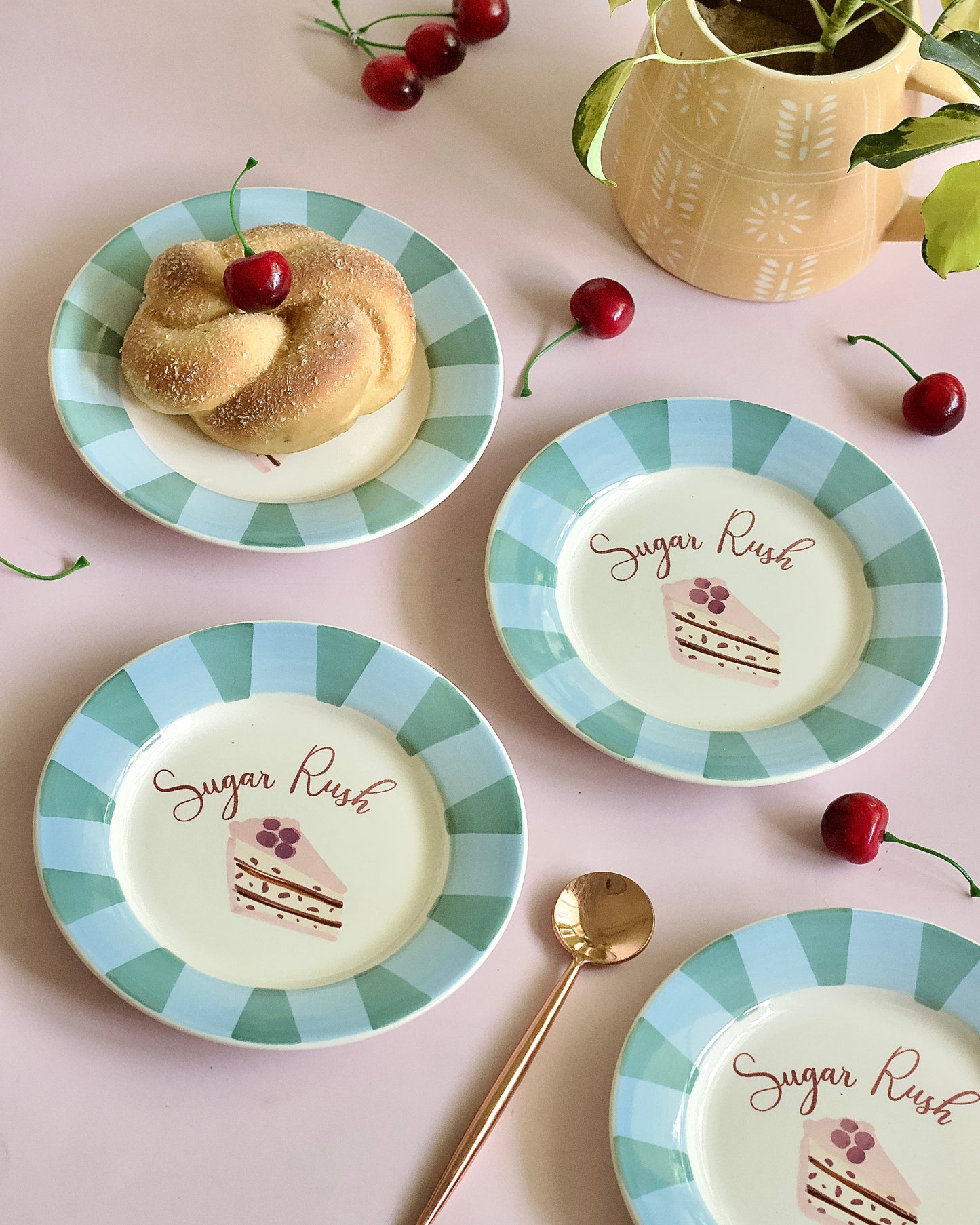 Serving Plate | Ceramic Hand-painted Sugar Rush | Set of 4, 16.5x2cm