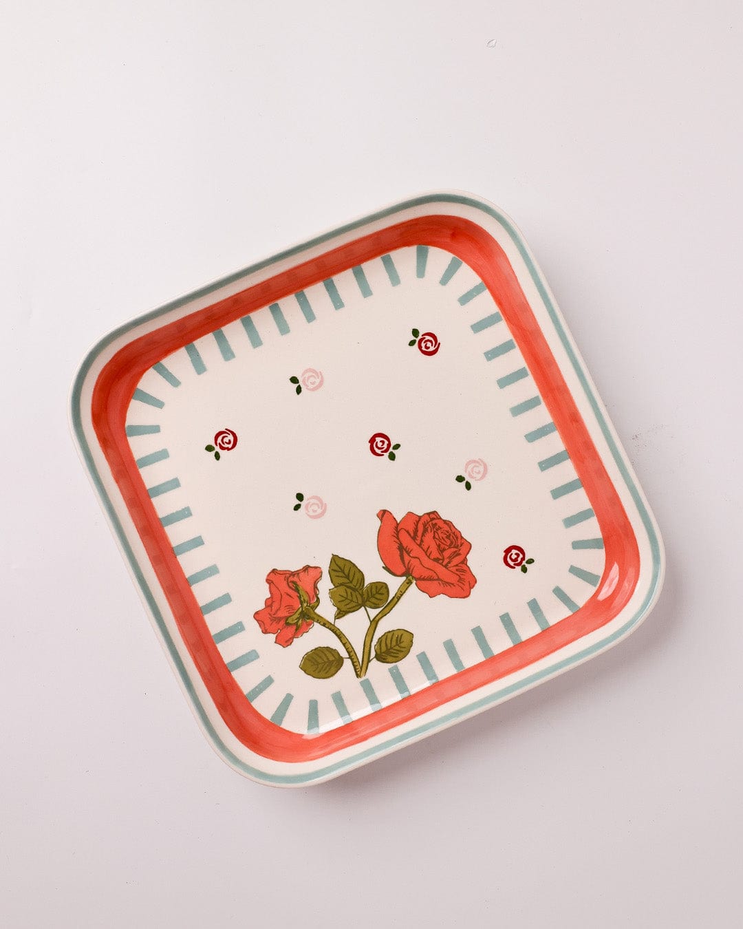 Serving Plate | Hand-painted Ceramic Rose Motif | 2 Sizes | Gift Box