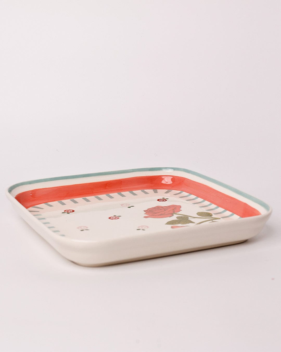 Serving Plate | Hand-painted Ceramic Rose Motif | 2 Sizes | Gift Box
