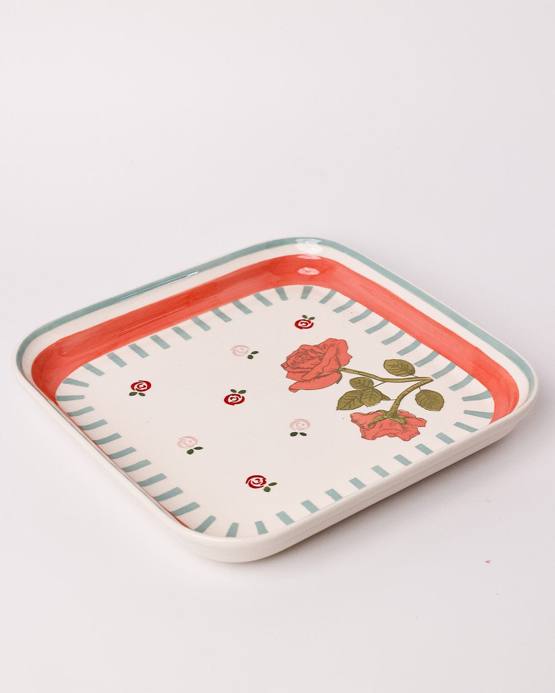 Serving Plate | Hand-painted Ceramic Rose Motif | 2 Sizes | Gift Box