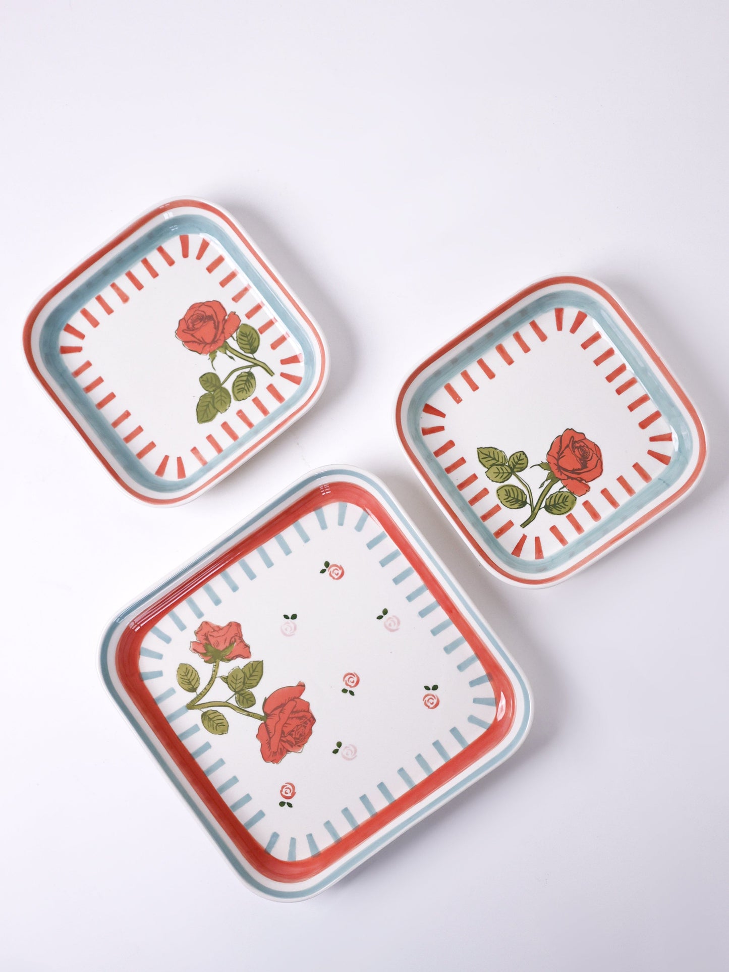 Serving Plate | Hand-painted Ceramic Rose Motif | 2 Sizes | Gift Box
