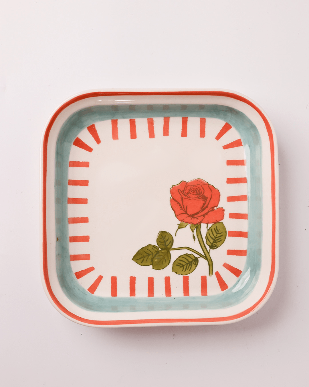 Serving Plate | Hand-painted Ceramic Rose Motif | 2 Sizes | Gift Box