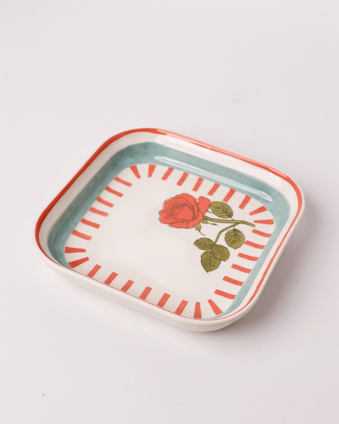 Serving Plate | Hand-painted Ceramic Rose Motif | 2 Sizes | Gift Box